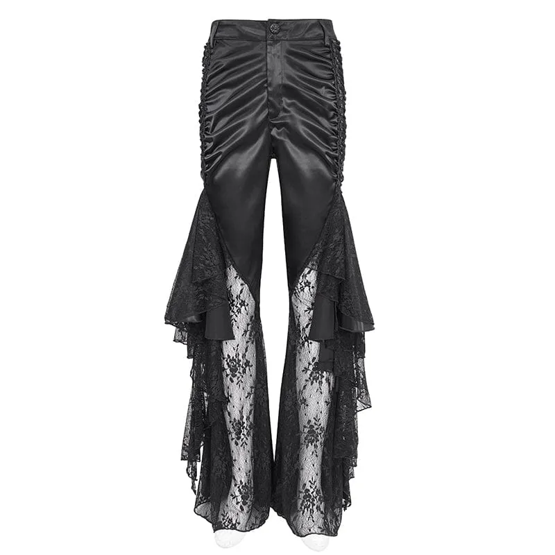 Women's Gothic Lace Floral Flared Pants