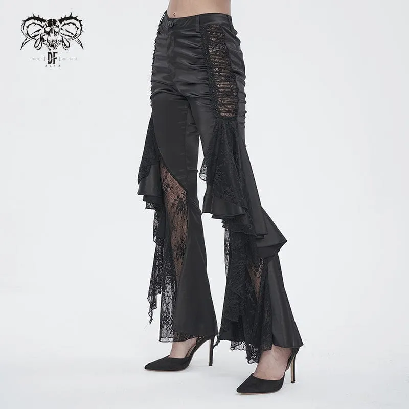 Women's Gothic Lace Floral Flared Pants