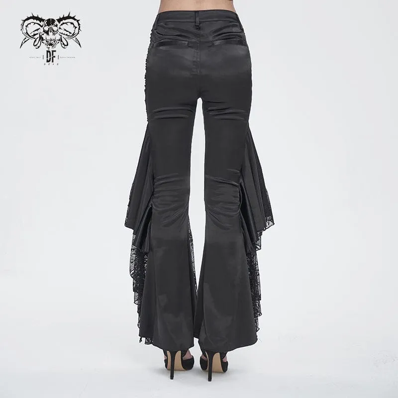 Women's Gothic Lace Floral Flared Pants