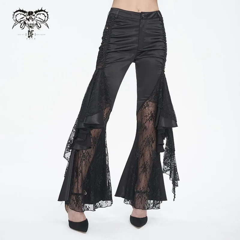 Women's Gothic Lace Floral Flared Pants