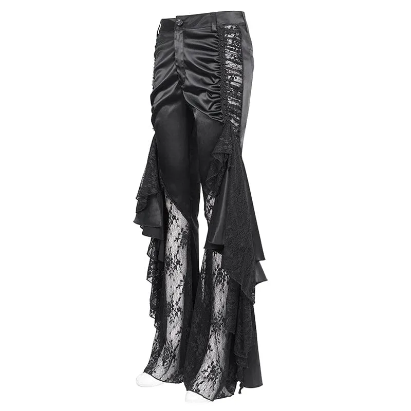 Women's Gothic Lace Floral Flared Pants