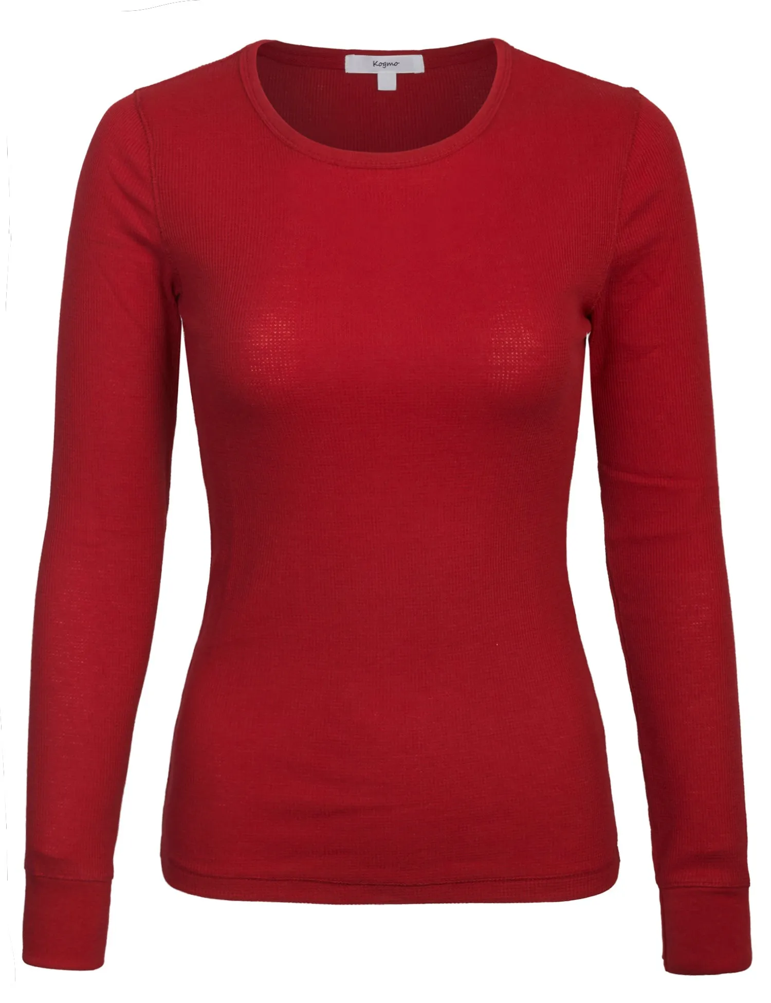 Womens Long sleeve Plain Basic Crew Neck Cotton Thermal T Shirt Top (S-3X)