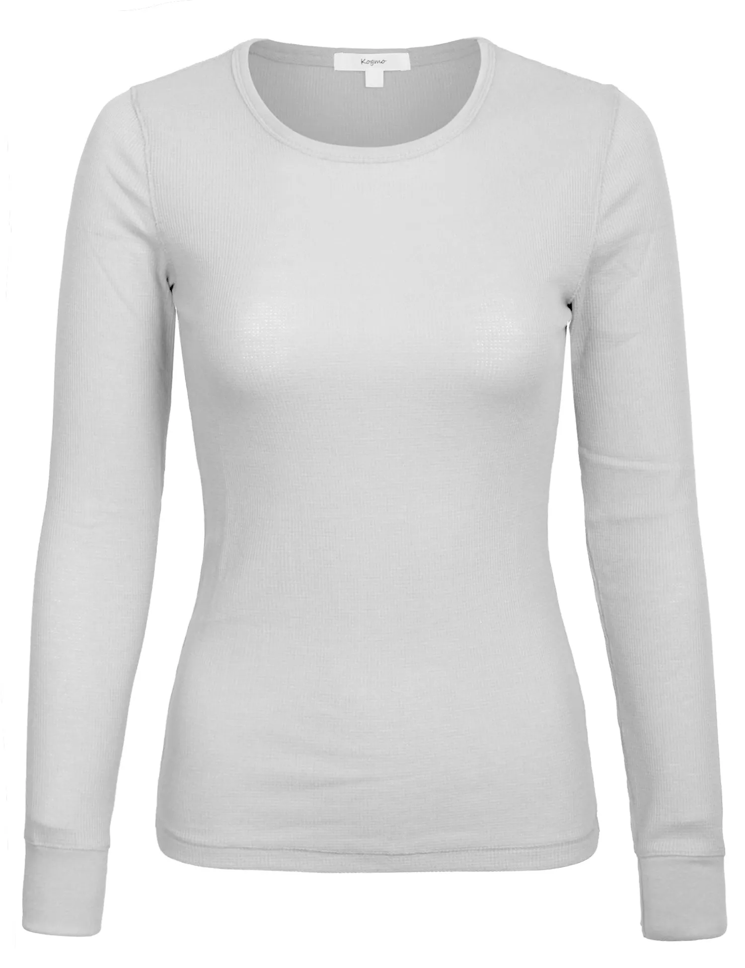 Womens Long sleeve Plain Basic Crew Neck Cotton Thermal T Shirt Top (S-3X)