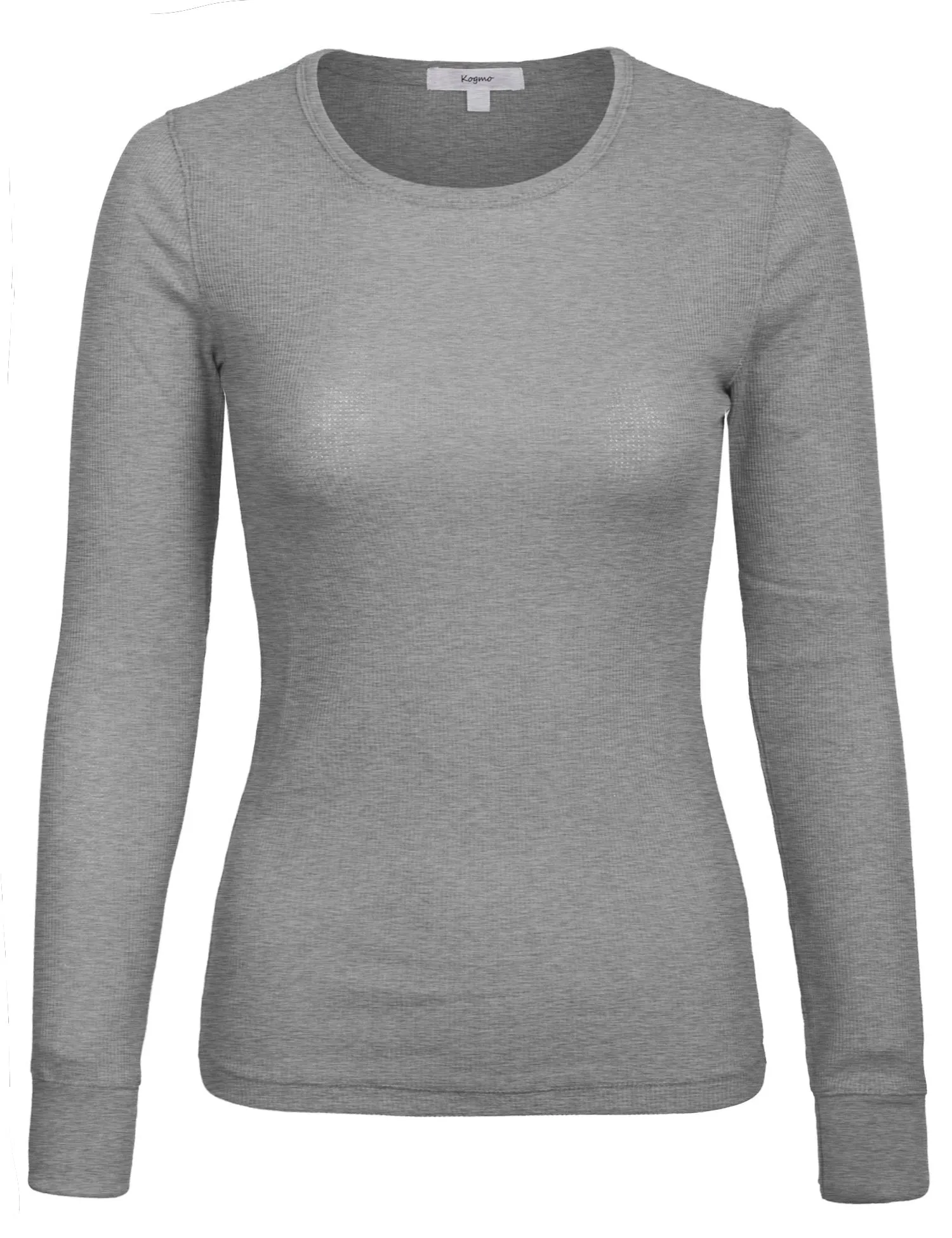 Womens Long sleeve Plain Basic Crew Neck Cotton Thermal T Shirt Top (S-3X)