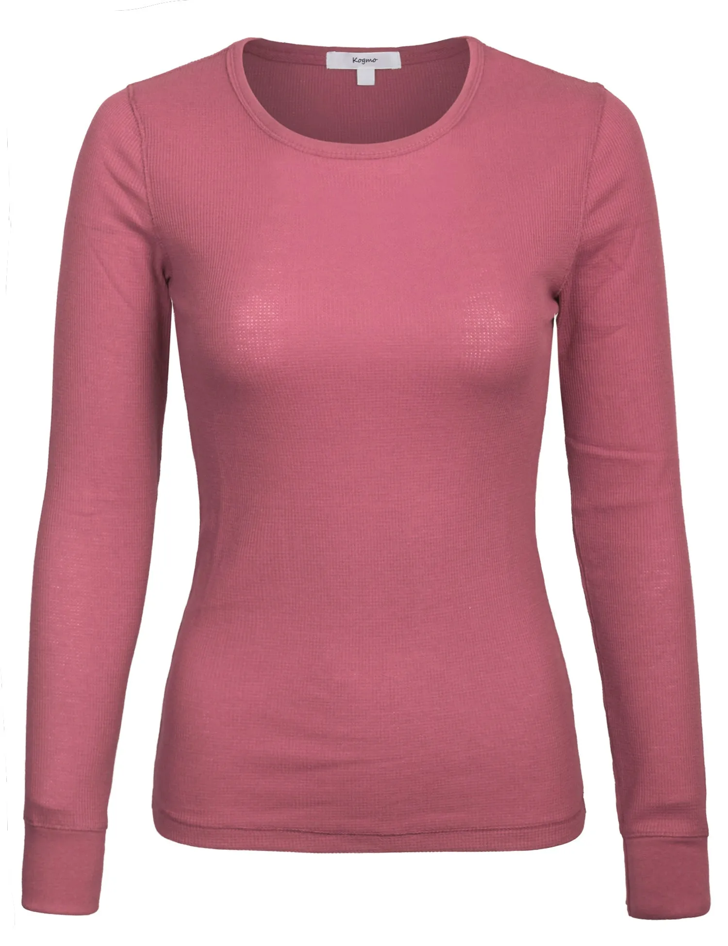 Womens Long sleeve Plain Basic Crew Neck Cotton Thermal T Shirt Top (S-3X)