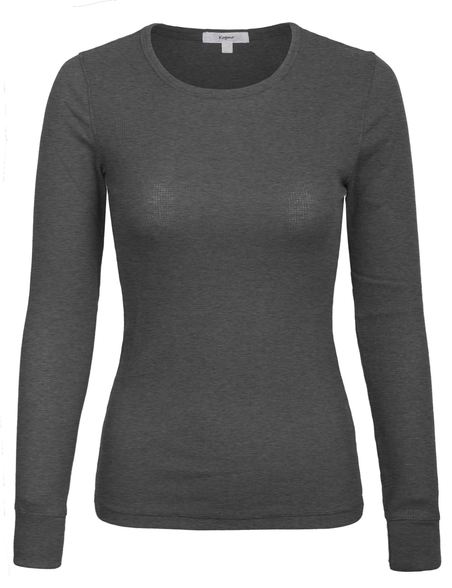 Womens Long sleeve Plain Basic Crew Neck Cotton Thermal T Shirt Top (S-3X)