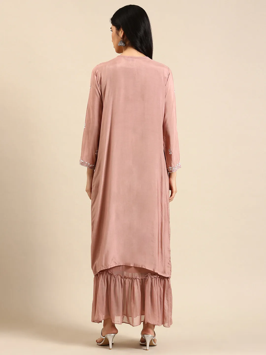 Women's Pink Solid Anarkali Kurta