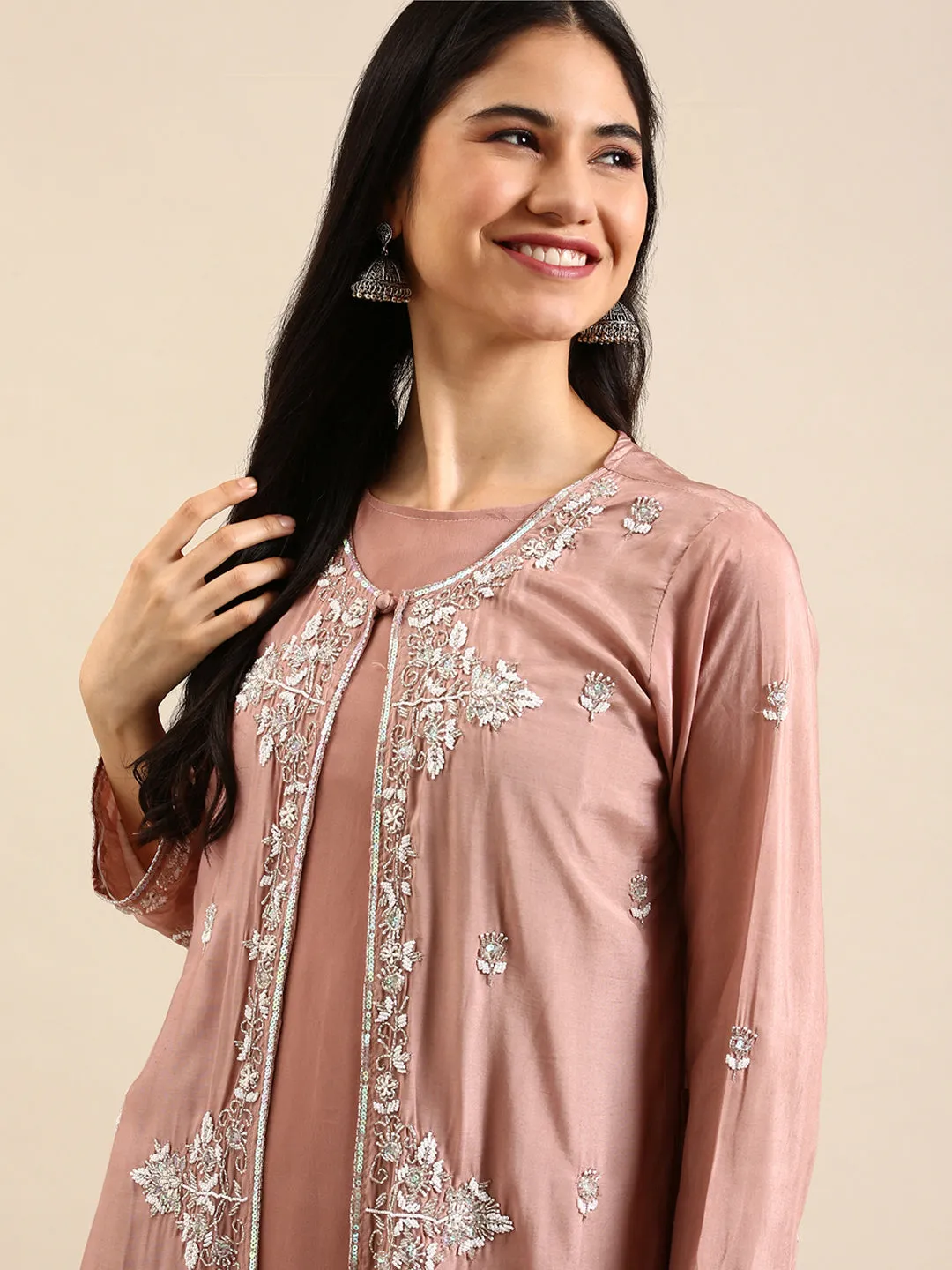 Women's Pink Solid Anarkali Kurta