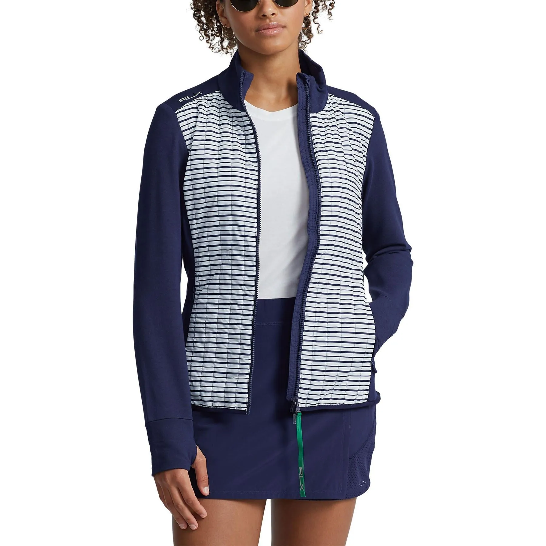 Womens Quilted Hybrid Zip Jacket French Navy/Pure White - SS23