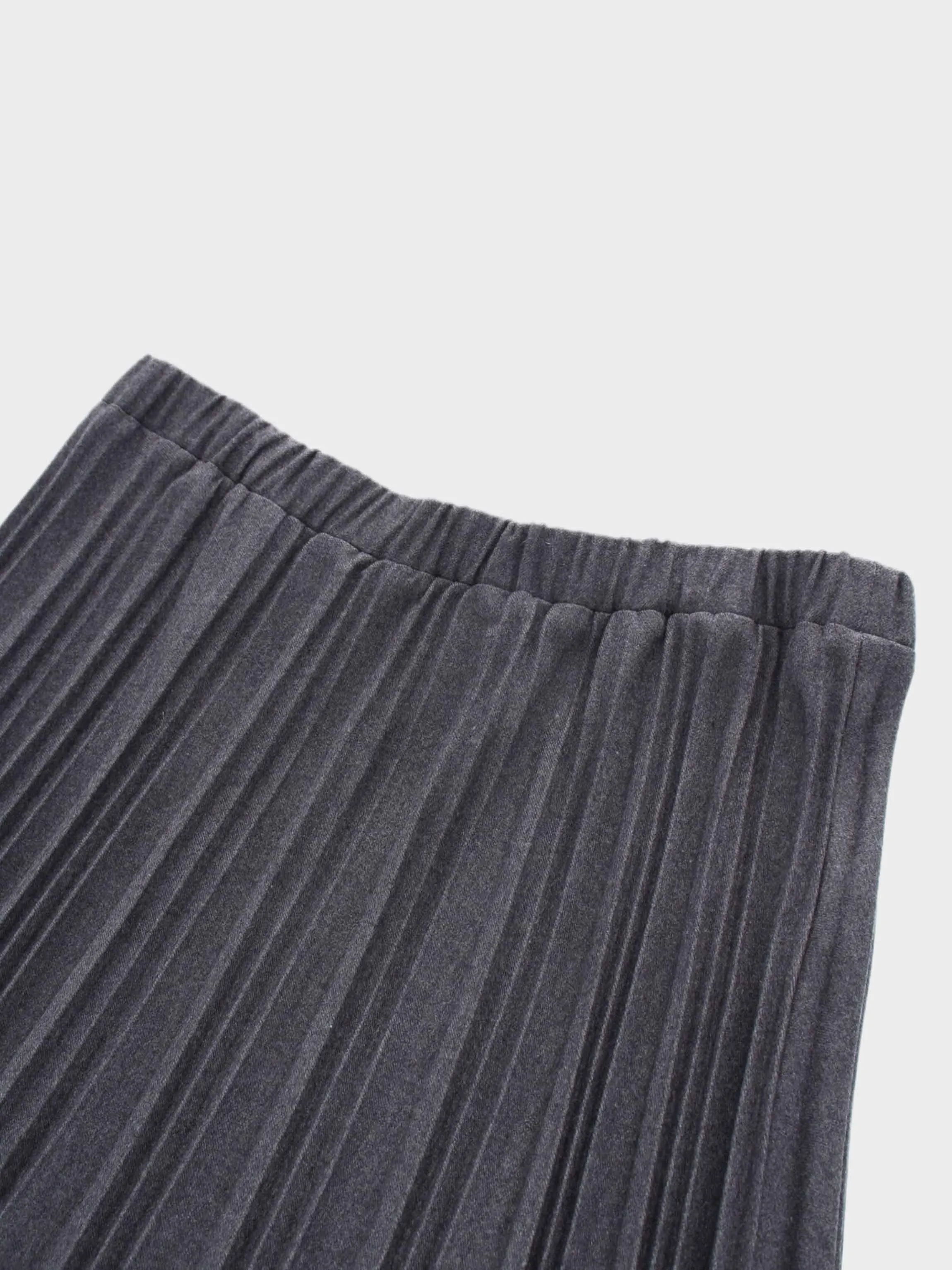 Wool Blend Pleated Skirt-Dark Grey