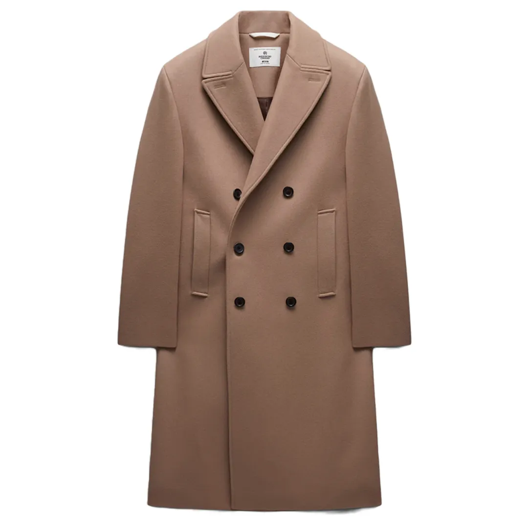 WOVEN WOOL CASHMERE POLO COAT CAMEL