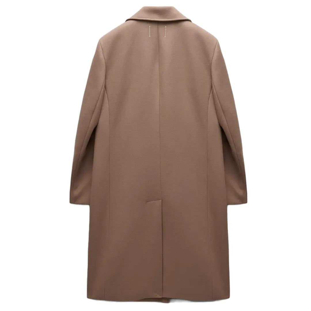 WOVEN WOOL CASHMERE POLO COAT CAMEL