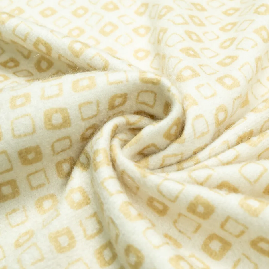 Yellow Diamond Printed Ivory Pure Cashmere