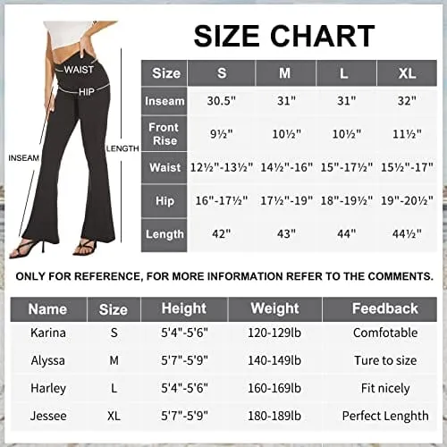 ZOOSIXX Flare Yoga Pants for Women, Bootcut High Waisted Black Crossover Leggings Black