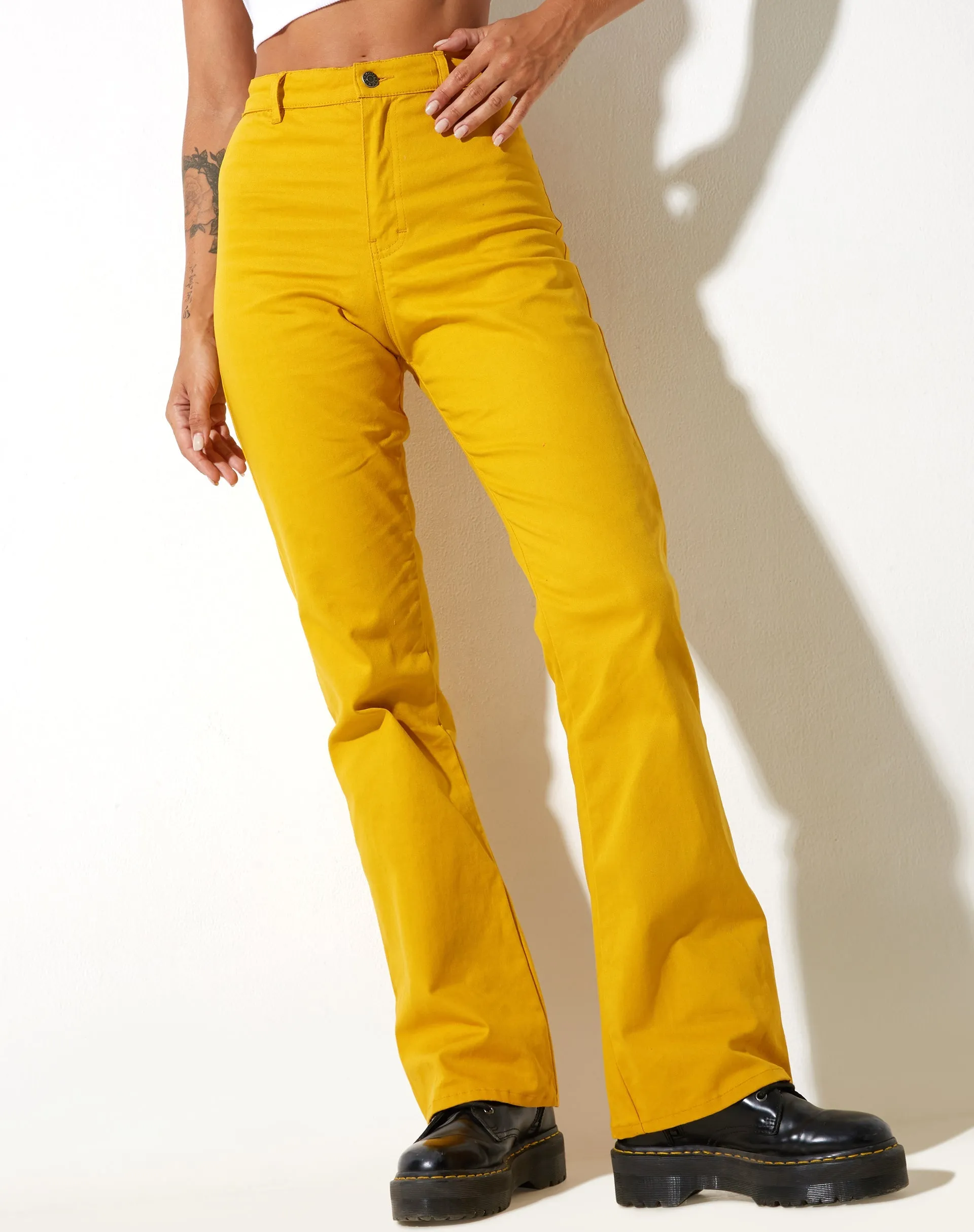 Zoven Flare Trouser in Twill Sulfur Mustard